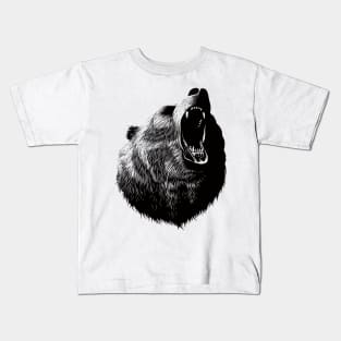 Roaring Bear (white) Kids T-Shirt